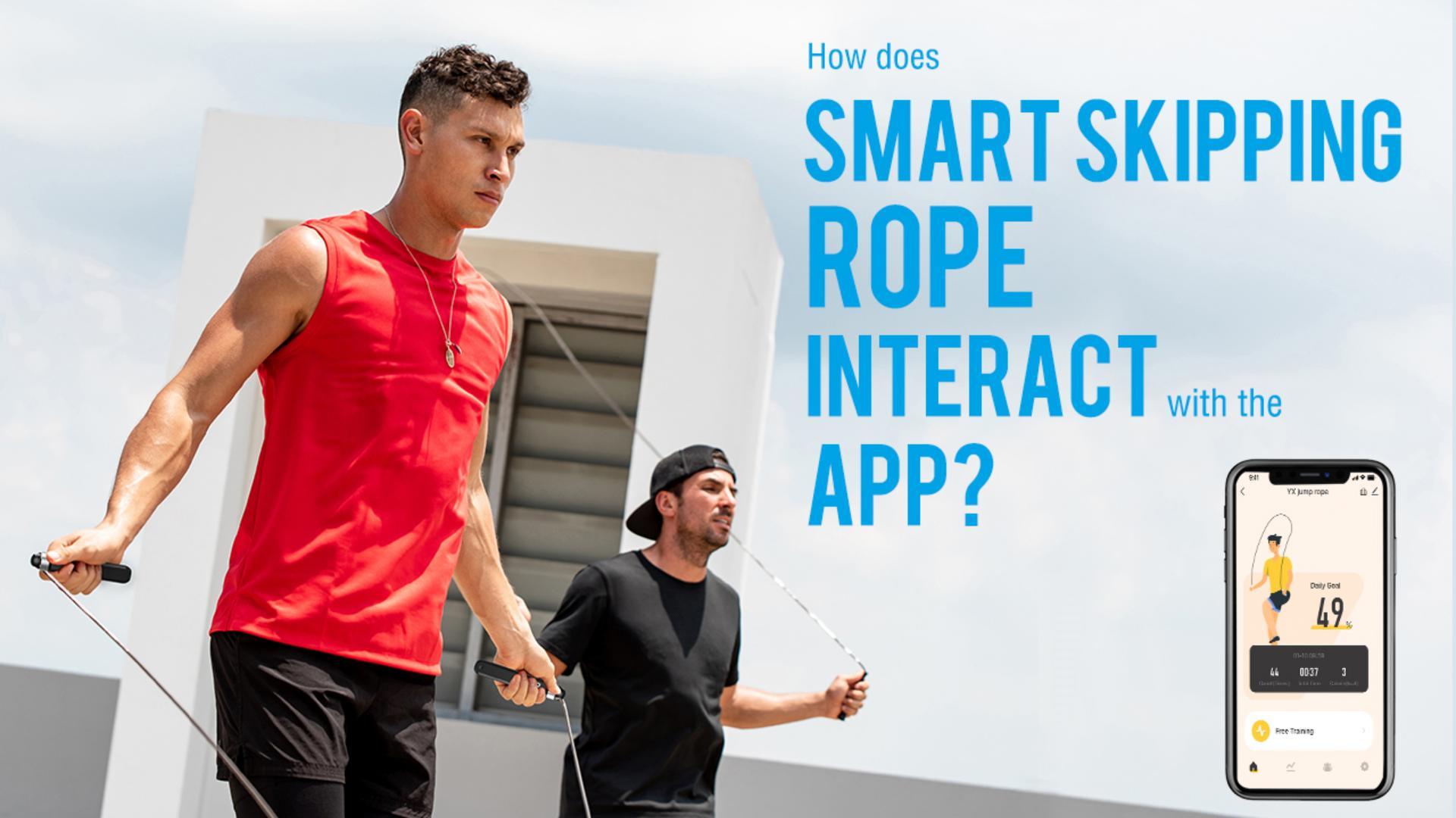 How does the smart skipping rope interact with the smart life app